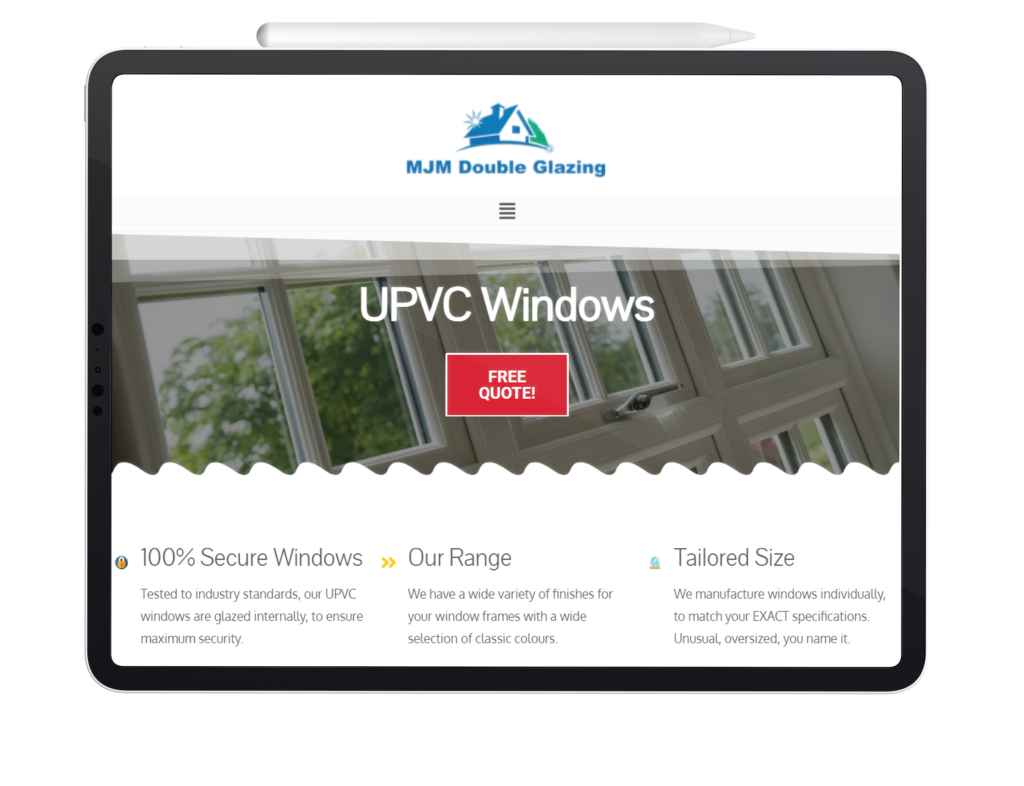 JM Double Glazing - Client's Website Mockup Tablet