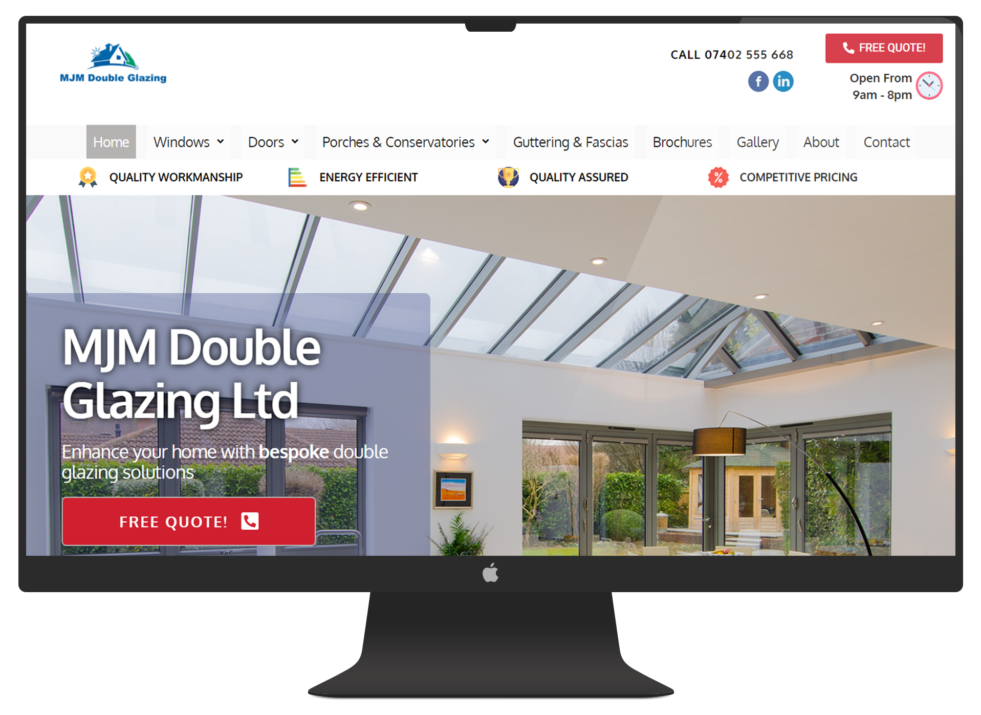 MJM Double Glazing Client's Website Mockup