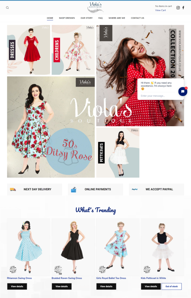 Viola's Boutique Web Design Home Page Mockup