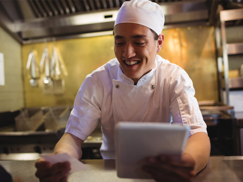 Happy man from the online ordering system