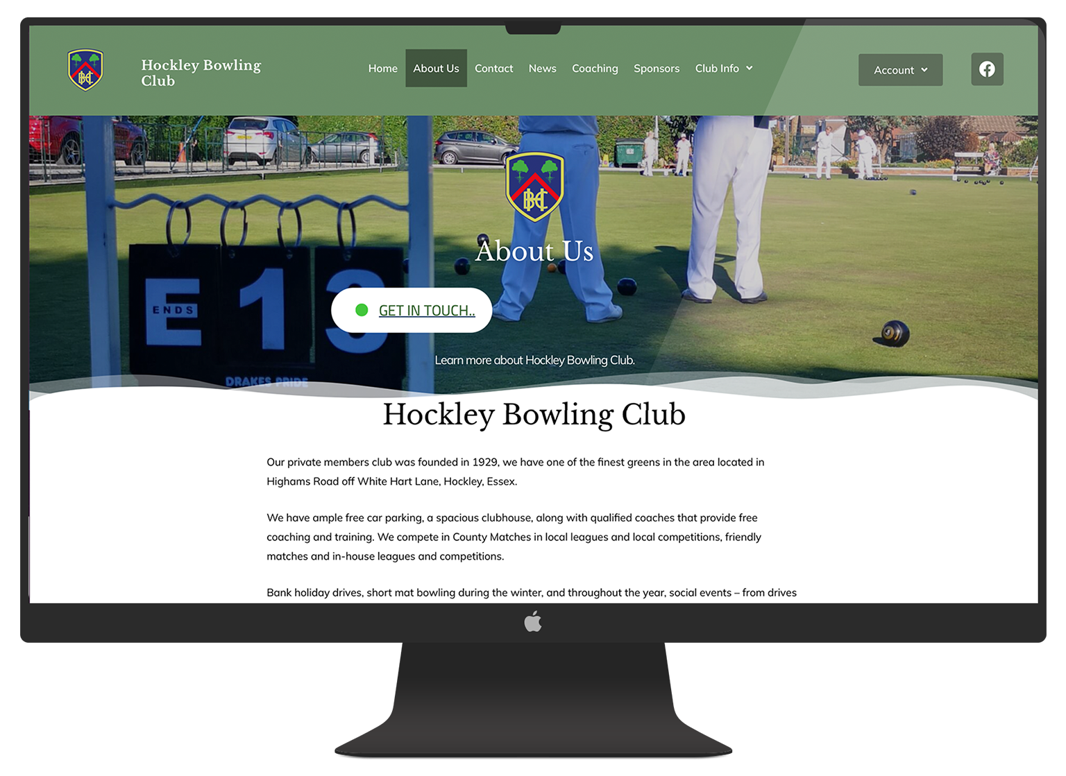 hockley-bowling-club Website Mockup