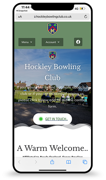 hockley-bowling-club Website Mockup Mobile