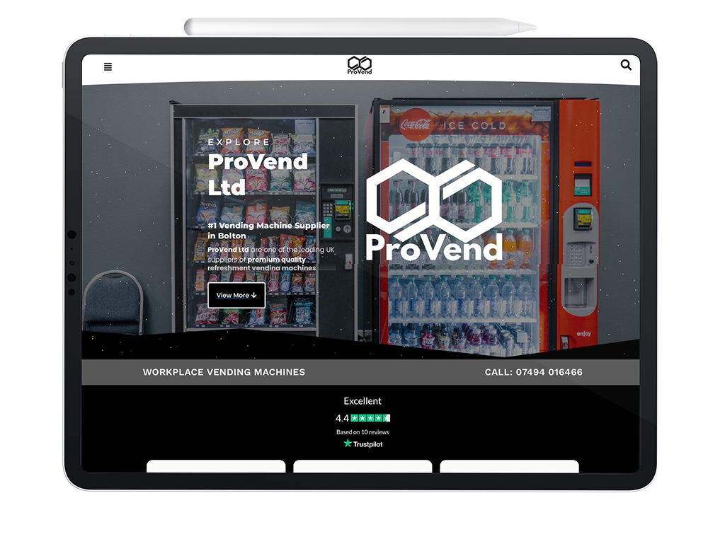 ProVend Website Mockup Tablet