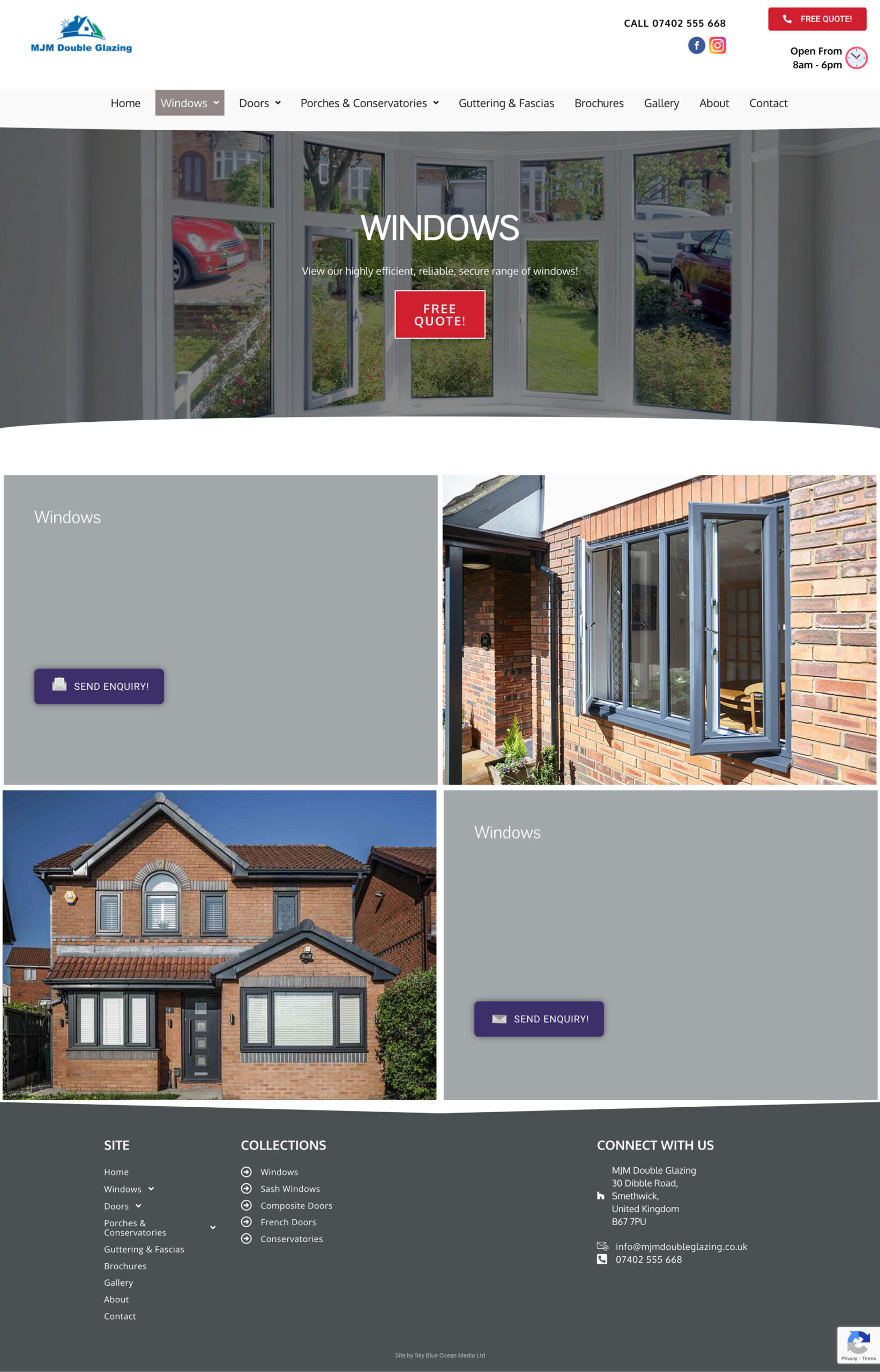 JM Double Glazing Client's Products page Mockup